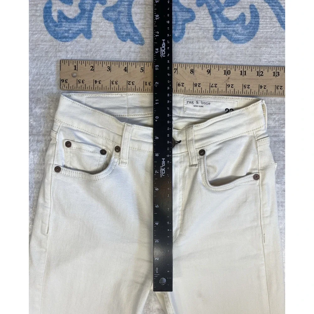 Rag & Bone Jeans Womens 23 Peyton Mid Rise Bootcurt Raw Hem White Denim Pants